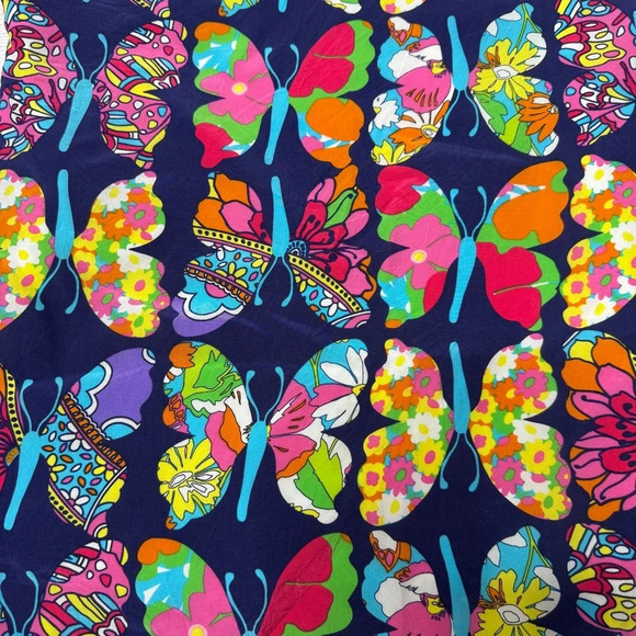 Lilly‎ Pulitzer Roe One Shoulder Bow Blouse Silk Navy Out There Butterfly Size 0 - Picture 2 of 8